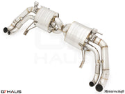 Premium exhaust system for Audi R8 Coupe/Roadster V10/V10+ (2017+) featuring stainless steel construction and performance design.