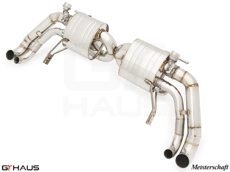Premium exhaust system for Audi R8 Coupe/Roadster V10/V10+ (2017+) featuring stainless steel construction and performance design.