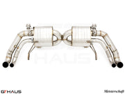 Premium exhaust system for Audi R8 Coupe/Roadster V10/V10+ (2017+) featuring stainless steel construction and electronic valve control.