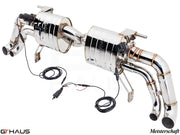 Premium stainless steel exhaust system for Audi R8 V10 models, featuring electronic valve control for enhanced performance.