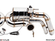 Premium stainless steel exhaust system for Audi R8 V10 models, featuring advanced valve control for enhanced performance.