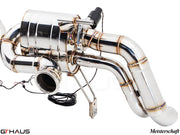 Premium performance exhaust system for Audi R8 V10 models, featuring stainless steel construction and electronic valve control.