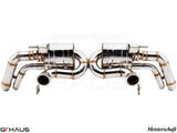Premium exhaust system for Audi R8 V10 models, featuring polished stainless steel construction and advanced design.