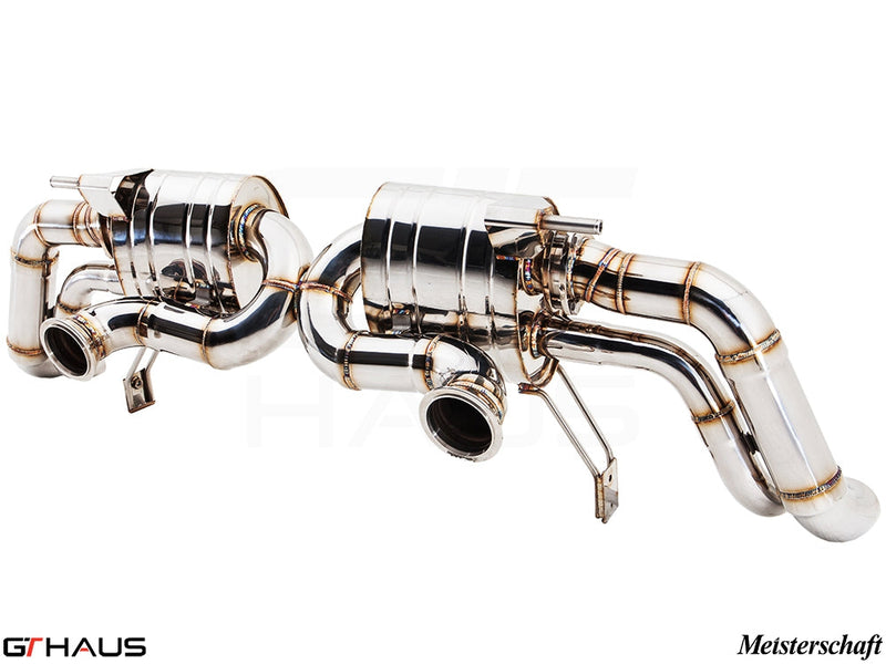 Premium stainless steel exhaust system for Audi R8 V10 models, enhancing performance and sound with precision engineering.