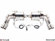 Premium exhaust system for Audi R8 Coupe/Roadster 4.2L V8 (2008-2012) featuring stainless steel construction and electronic valve control.