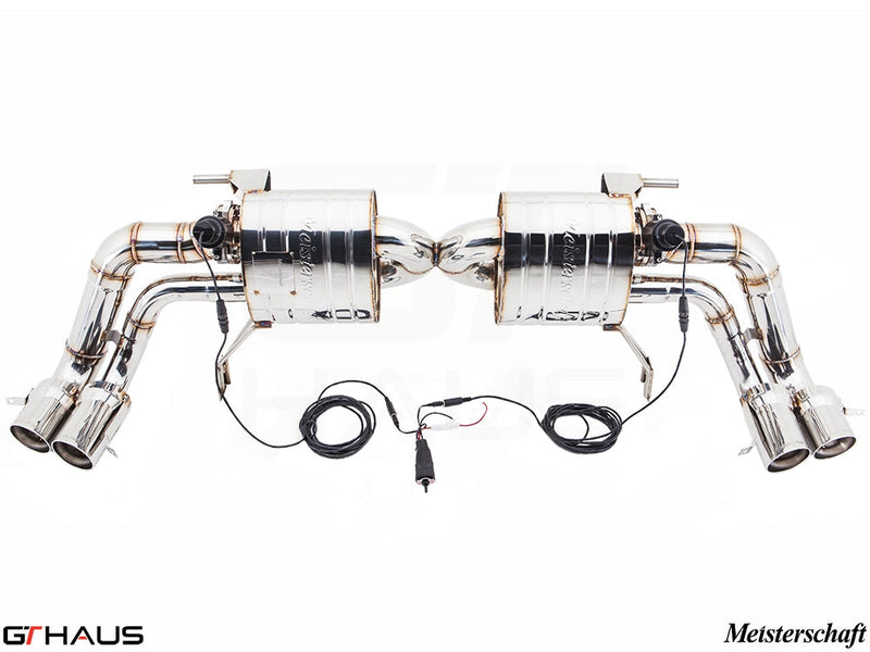 Premium exhaust system for Audi R8 Coupe/Roadster 4.2L V8 (2008-2012) featuring stainless steel construction and electronic valve control.