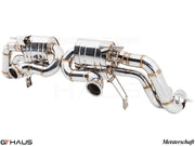 Premium stainless steel exhaust system for Audi R8 Coupe/Roadster 4.2L V8, enhancing performance and sound.