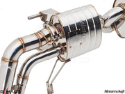 Premium Meisterschaft exhaust system for Audi R8 Coupe/Roadster 4.2L V8, showcasing high-quality stainless steel craftsmanship.