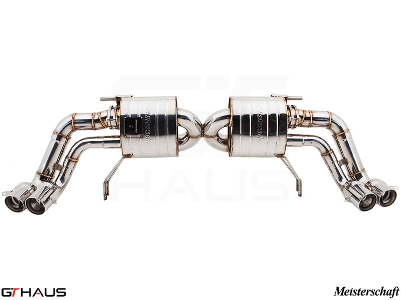 Premium exhaust system for Audi R8 Coupe/Roadster 4.2L V8, featuring stainless steel construction and electronic valve control.