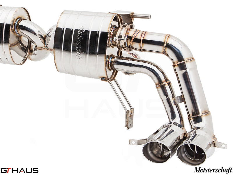 Premium stainless steel exhaust system for Audi R8 Coupe/Roadster 4.2L V8, enhancing performance and sound.