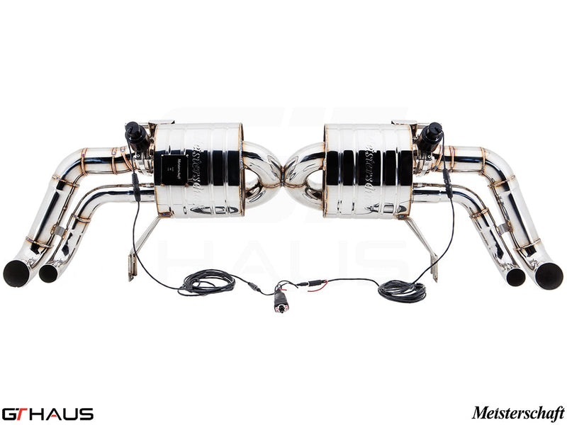 Premium exhaust system for Audi R8 Coupe/Roadster 4.2L V8, featuring stainless steel construction and electronic valve control.