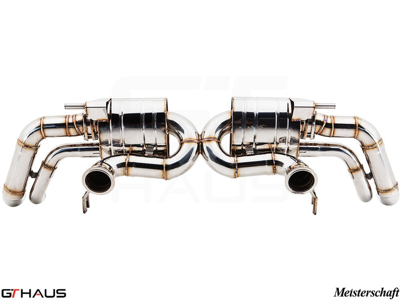 Premium Meisterschaft exhaust system for Audi R8 Coupe/Roadster 4.2L V8, featuring stainless steel construction and advanced design.