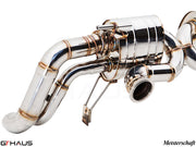 Premium stainless steel exhaust system for Audi R8 Coupe/Roadster 4.2L V8, featuring precision craftsmanship and performance design.