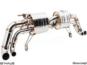 Premium performance exhaust system for Audi R8 Coupe/Roadster 4.2L V8, featuring stainless steel construction and electronic valve control.