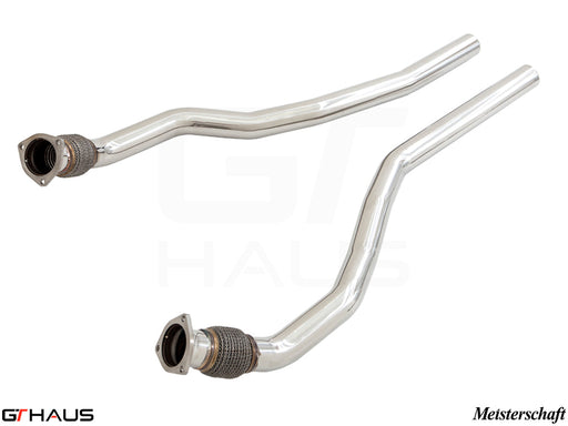 Audi RS5 Coupe 2013-2017 full cat-back front and mid bolt-on pipes designed for V8 engines, featuring stainless steel construction.