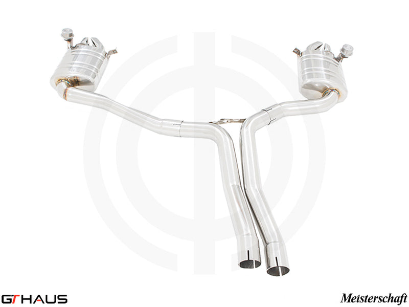 Premium performance exhaust system for Audi RS5 Coupe V8 (2013-2017) featuring dual tips and electronic valve control.