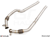 Audi RS6 Avant C8 2019+ front pipe resonator delete, featuring stainless steel construction for enhanced performance.