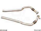 Audi RS6 Avant C8 2019+ front pipe featuring a resonator delete, crafted from high-quality stainless steel.