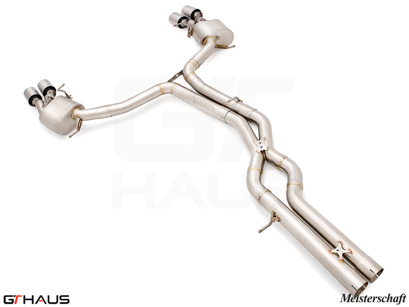 Premium exhaust system for Audi RS6 Avant C8 V8 (4.0T) 2019+, featuring stainless steel construction and dual tips.