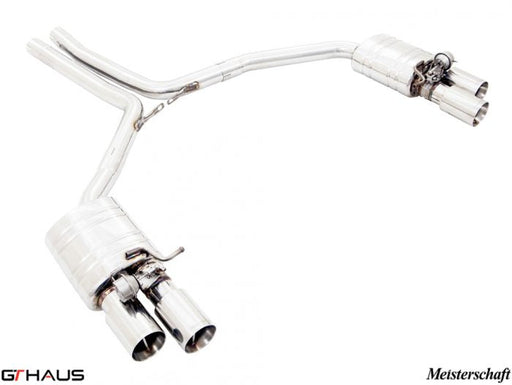 Premium performance exhaust system for Audi S5 Coupe V8 (2008-2016) featuring stainless steel construction and dual tips.