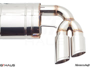 Premium Meisterschaft exhaust system for Audi TT MK II 2.0T, featuring dual polished tips and high-quality stainless steel construction.