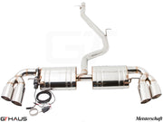 Premium exhaust system for Audi TT MK II 2.0T Quattro, featuring dual polished tips and electronic valve control.