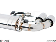 Premium stainless steel exhaust system for Audi TT MK II 2.0T Quattro, featuring dual tips and electronic valve control.