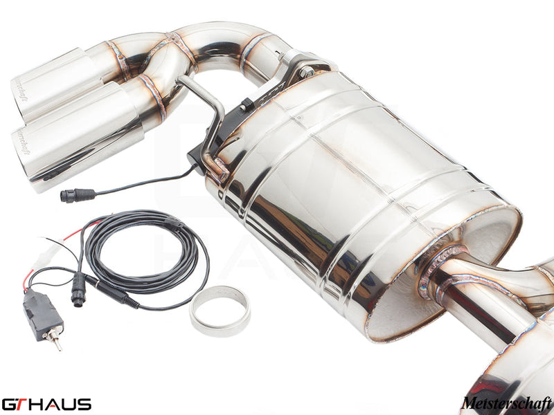 Premium performance exhaust system for Audi TT MK II 2.0T Quattro (TTS) featuring stainless steel construction and electronic valve control.