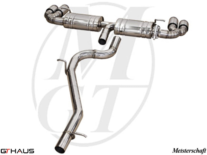 Premium performance exhaust system for Audi TT MK II 2.0T Quattro (TTS) featuring stainless steel construction.