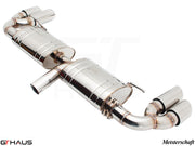 Premium Meisterschaft exhaust system for Audi TT MK II 3.2L Quattro V6, featuring polished stainless steel construction.