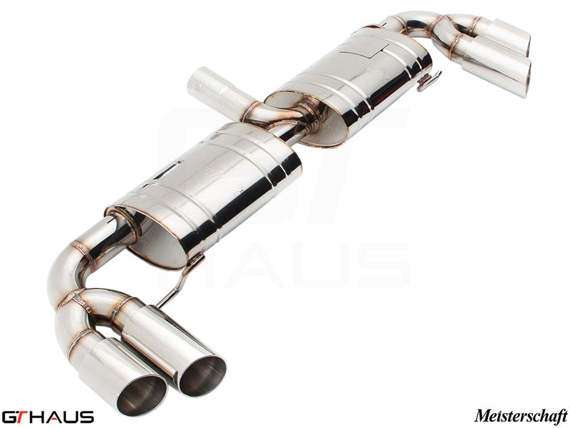 Premium stainless steel exhaust system for Audi TT MK II 3.2L Quattro V6, featuring dual tips and enhanced performance.