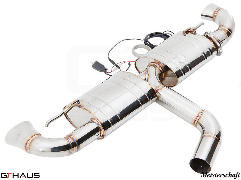 Premium performance exhaust system for Audi TT MK II TTRS, featuring stainless steel construction and electronic valve control.