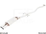Premium performance exhaust system for BMW E30 M3 2.3L I-4, featuring stainless steel construction and dual tips.