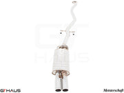 Premium exhaust system for BMW E30 M3 2.3L I-4, featuring stainless steel construction and dual tips.
