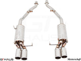 Premium performance exhaust system for BMW E36/7, E36/8 Z3M, featuring polished stainless steel construction and dual tips.
