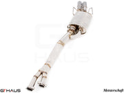 Premium exhaust system for BMW E36 M3 3.0L/3.2L Coupe/Cabrio, featuring stainless steel construction and dual tips.