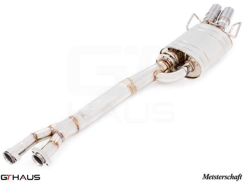 Premium performance exhaust system for BMW E36 M3 3.0L/3.2L Coupe/Cabrio, featuring stainless steel construction and dual tips.