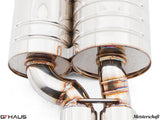 Premium stainless steel exhaust system for BMW E39 528i, showcasing precision welding and design.