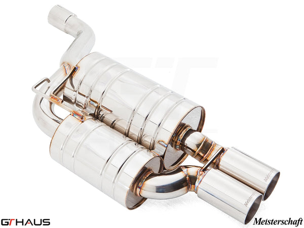 Premium stainless steel exhaust system for BMW E39 540i V8, enhancing performance and sound with a sleek design.