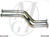 BMW E46 M3 2001-2007 Section 1 pipes for secondary cat delete, featuring high-quality stainless steel construction.