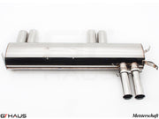 Premium stainless steel exhaust system for BMW E46 M3 3.2L, featuring dual tips and sleek design for enhanced performance.