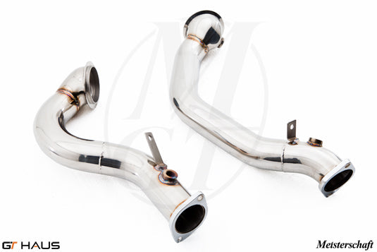 Premium stainless steel down pipes for BMW E60/61 5 Series 2004-2010 with OBD2 and 400 CEL sport cats for 535 model.