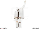 Premium Meisterschaft exhaust system for BMW E60/61 535i/xi, featuring stainless steel construction and dual tips.