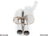 Premium stainless steel exhaust system for BMW E60/61 545i, featuring dual tips and enhanced performance design.
