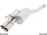 Premium stainless steel exhaust system for BMW E60/61 550i, enhancing performance and sound. Meisterschaft brand.