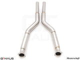 Premium straight pipes for BMW E60 M5 (2006-2010) replacing second cats, enhancing exhaust flow and performance.