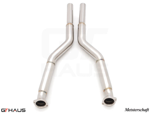 Premium straight pipes for BMW E60 M5 (2006-2010) replacing second cats, enhancing exhaust flow and performance.