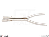 Premium stainless steel X-Pipes for BMW E60 M5 Sedan 2006-2010, designed to replace the resonator for enhanced performance.