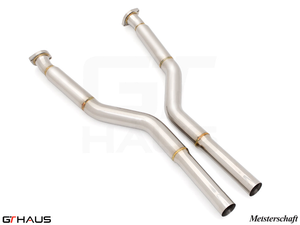 Premium stainless steel section 1 pipes for BMW E63/64 M6, replacing second cats with straight pipes for enhanced performance.
