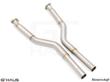 Premium stainless steel section 1 pipes for BMW E63/64 M6, replacing second cats with straight pipes for enhanced performance.